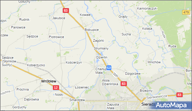 mapa Dzierlin, Dzierlin na mapie Targeo