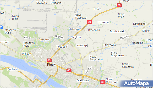 mapa Kostrogaj, Kostrogaj na mapie Targeo