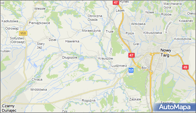mapa Krauszów, Krauszów na mapie Targeo