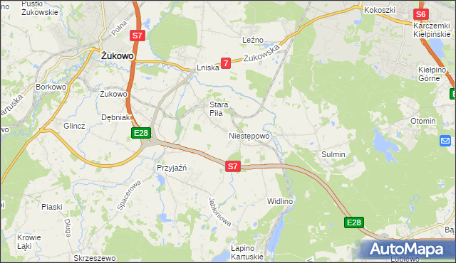 mapa Niestępowo, Niestępowo na mapie Targeo