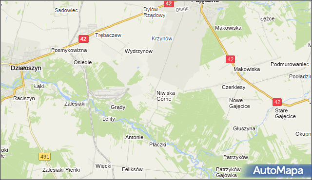 mapa Niwiska Górne, Niwiska Górne na mapie Targeo