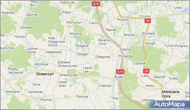 mapa Oblęgorek, Oblęgorek na mapie Targeo