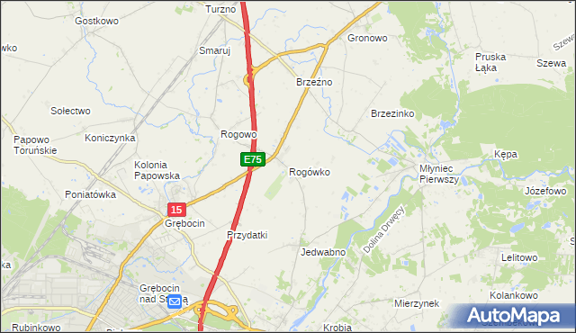 mapa Rogówko gmina Lubicz, Rogówko gmina Lubicz na mapie Targeo