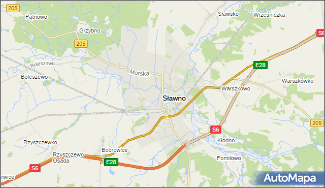 mapa Sławno, Sławno na mapie Targeo