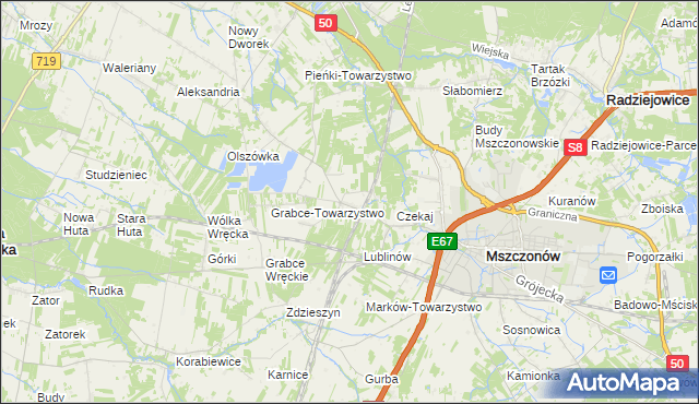 mapa Świnice gmina Mszczonów, Świnice gmina Mszczonów na mapie Targeo