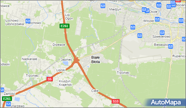 mapa Białe Błota powiat bydgoski, Białe Błota powiat bydgoski na mapie Targeo