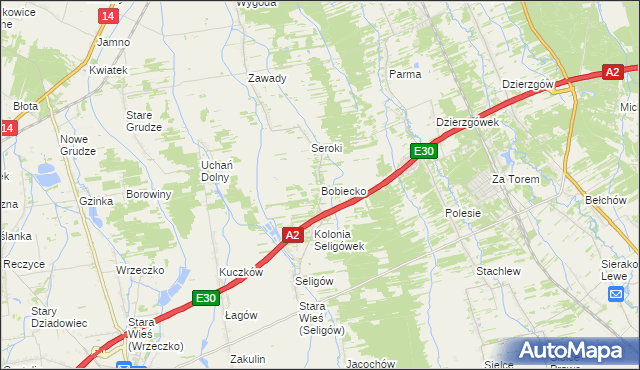 mapa Bobiecko, Bobiecko na mapie Targeo