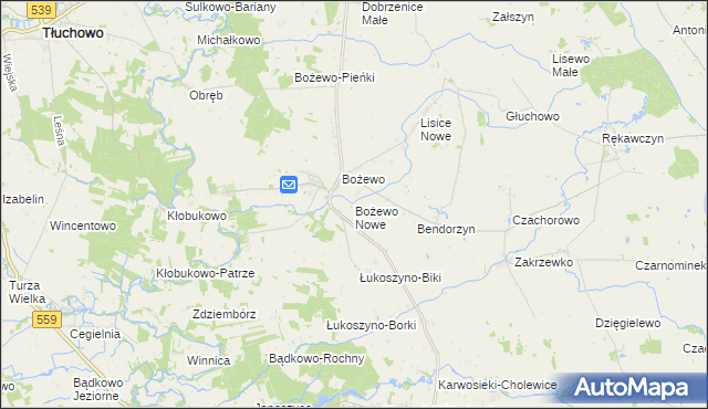 mapa Bożewo Nowe, Bożewo Nowe na mapie Targeo
