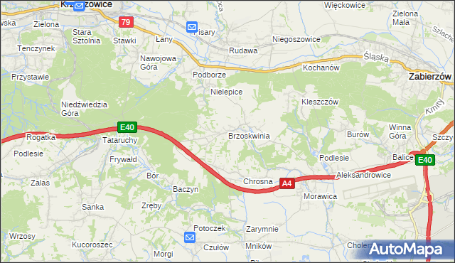 mapa Brzoskwinia, Brzoskwinia na mapie Targeo