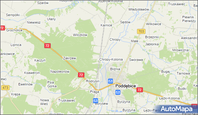 mapa Chropy-Kolonia, Chropy-Kolonia na mapie Targeo