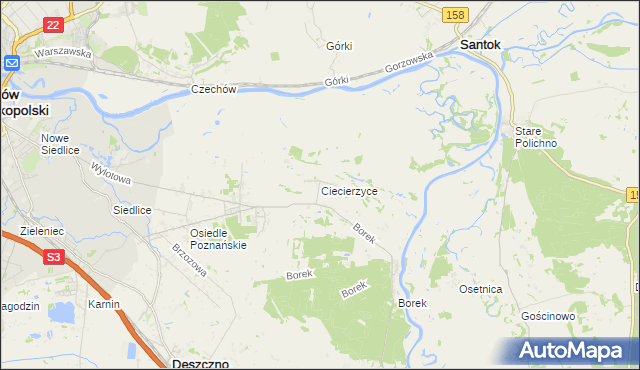 mapa Ciecierzyce, Ciecierzyce na mapie Targeo