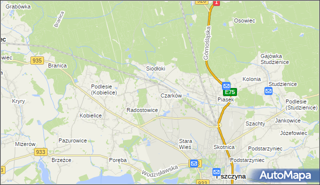 mapa Czarków gmina Pszczyna, Czarków gmina Pszczyna na mapie Targeo