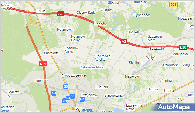 mapa Dąbrówka-Strumiany, Dąbrówka-Strumiany na mapie Targeo