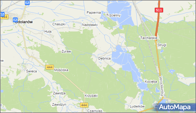 mapa Dębnica gmina Przygodzice, Dębnica gmina Przygodzice na mapie Targeo