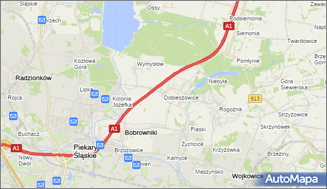 mapa Dobieszowice gmina Bobrowniki, Dobieszowice gmina Bobrowniki na mapie Targeo