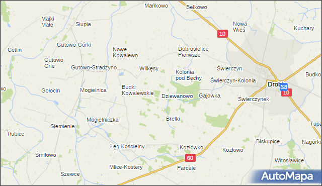 mapa Dziewanowo, Dziewanowo na mapie Targeo