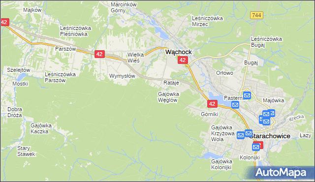 mapa Gajówka Węglów, Gajówka Węglów na mapie Targeo