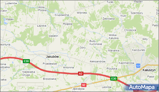mapa Góry gmina Jakubów, Góry gmina Jakubów na mapie Targeo