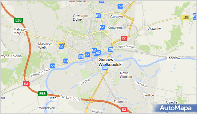 mapa Gorzów Wielkopolski, Gorzów Wielkopolski na mapie Targeo