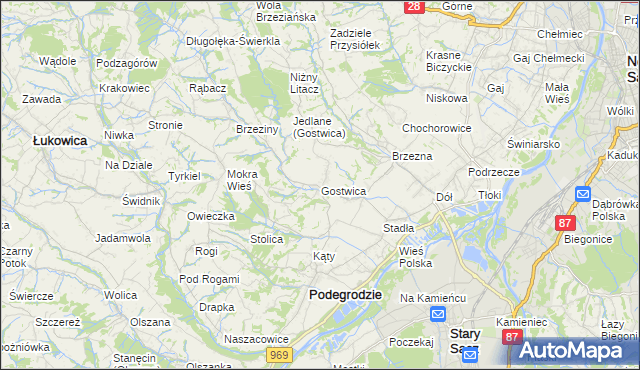 mapa Gostwica, Gostwica na mapie Targeo