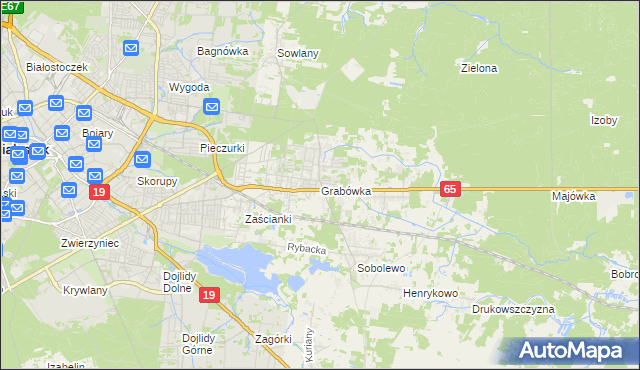 mapa Grabówka gmina Supraśl, Grabówka gmina Supraśl na mapie Targeo