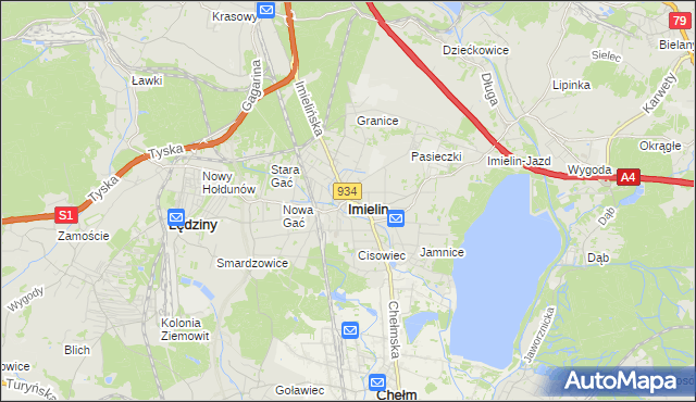 mapa Imielin, Imielin na mapie Targeo