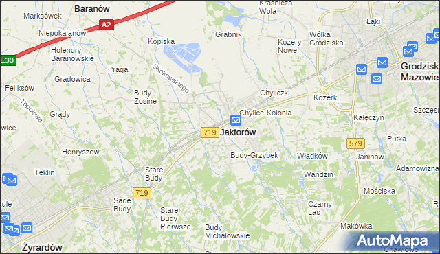 mapa Jaktorów, Jaktorów na mapie Targeo