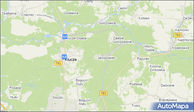 mapa Jaroszowiec, Jaroszowiec na mapie Targeo