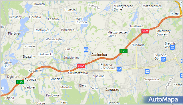 mapa Jasienica powiat bielski, Jasienica powiat bielski na mapie Targeo