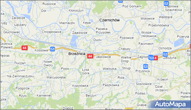 mapa Jaśkowice gmina Skawina, Jaśkowice gmina Skawina na mapie Targeo