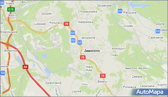 mapa Jaworzno, Jaworzno na mapie Targeo