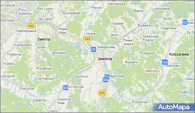 mapa Jeleśnia, Jeleśnia na mapie Targeo
