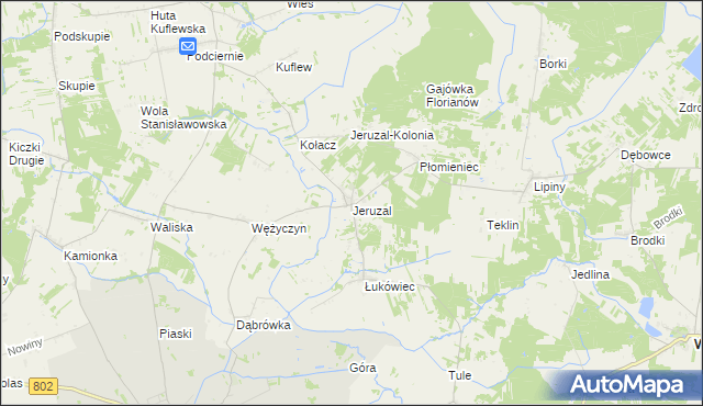 mapa Jeruzal gmina Mrozy, Jeruzal gmina Mrozy na mapie Targeo