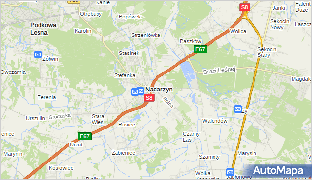 mapa Kajetany, Kajetany na mapie Targeo