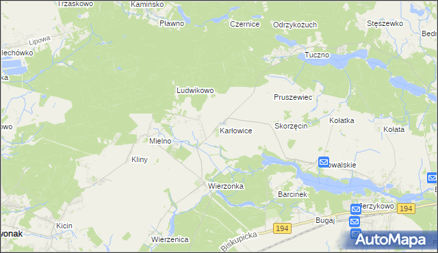 mapa Karłowice gmina Swarzędz, Karłowice gmina Swarzędz na mapie Targeo