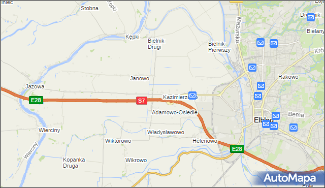 mapa Kazimierzowo gmina Elbląg, Kazimierzowo gmina Elbląg na mapie Targeo