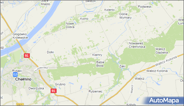 mapa Klamry, Klamry na mapie Targeo