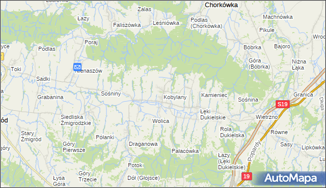 mapa Kobylany gmina Chorkówka, Kobylany gmina Chorkówka na mapie Targeo