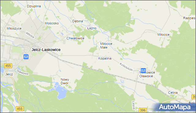 mapa Kopalina gmina Jelcz-Laskowice, Kopalina gmina Jelcz-Laskowice na mapie Targeo