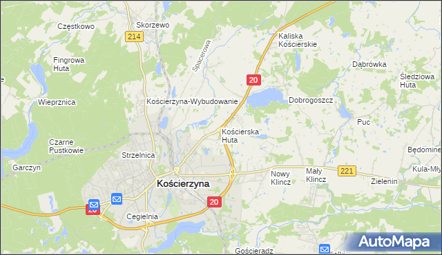 mapa Kościerska Huta, Kościerska Huta na mapie Targeo