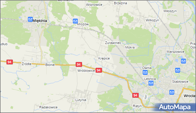 mapa Krępice gmina Miękinia, Krępice gmina Miękinia na mapie Targeo