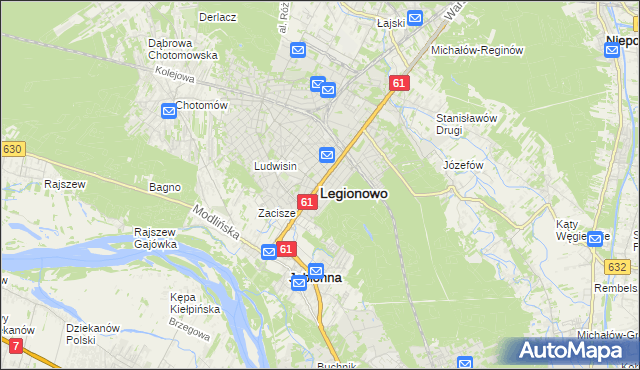 mapa Legionowo, Legionowo na mapie Targeo