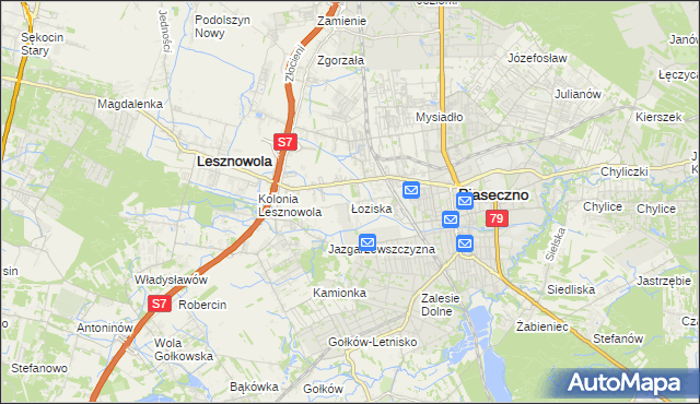mapa Łoziska, Łoziska na mapie Targeo
