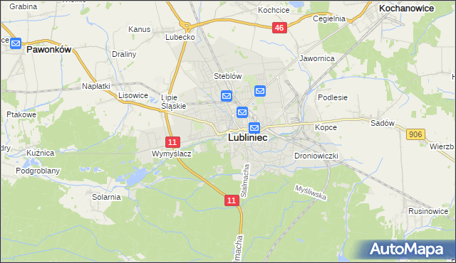 mapa Lubliniec, Lubliniec na mapie Targeo