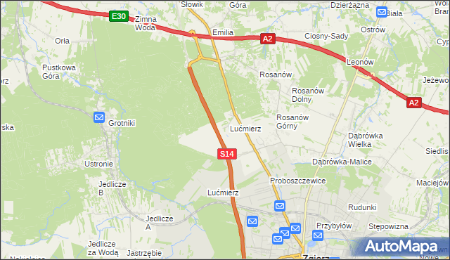 mapa Lućmierz-Las, Lućmierz-Las na mapie Targeo