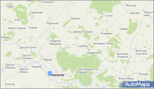 mapa Luszewo gmina Radzanów, Luszewo gmina Radzanów na mapie Targeo