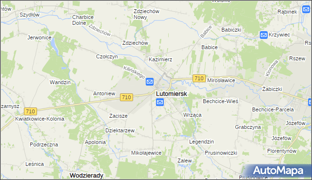 mapa Lutomiersk, Lutomiersk na mapie Targeo