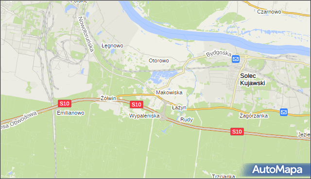 mapa Makowiska gmina Solec Kujawski, Makowiska gmina Solec Kujawski na mapie Targeo