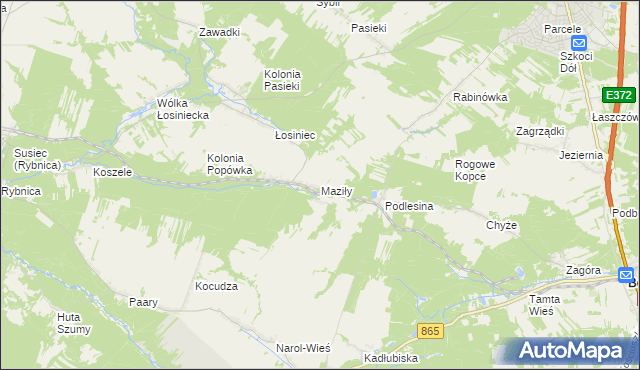 mapa Maziły, Maziły na mapie Targeo