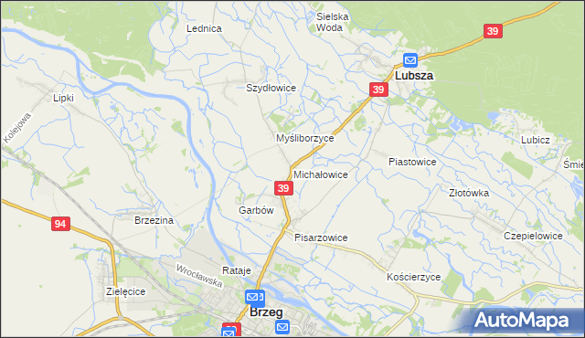 mapa Michałowice gmina Lubsza, Michałowice gmina Lubsza na mapie Targeo
